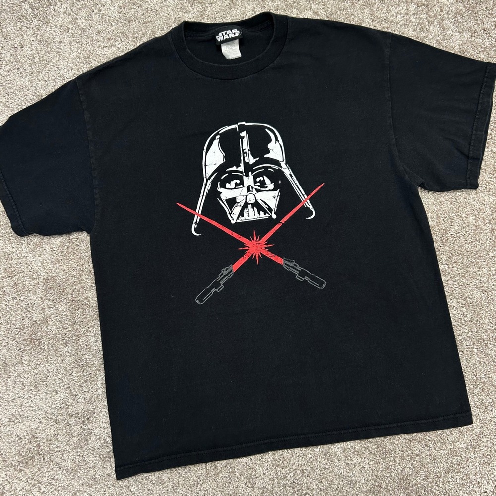 Star Wars y2k Darth Vader Crossed‎ Lightsabers Tshirt NO SIZE TAG Black
